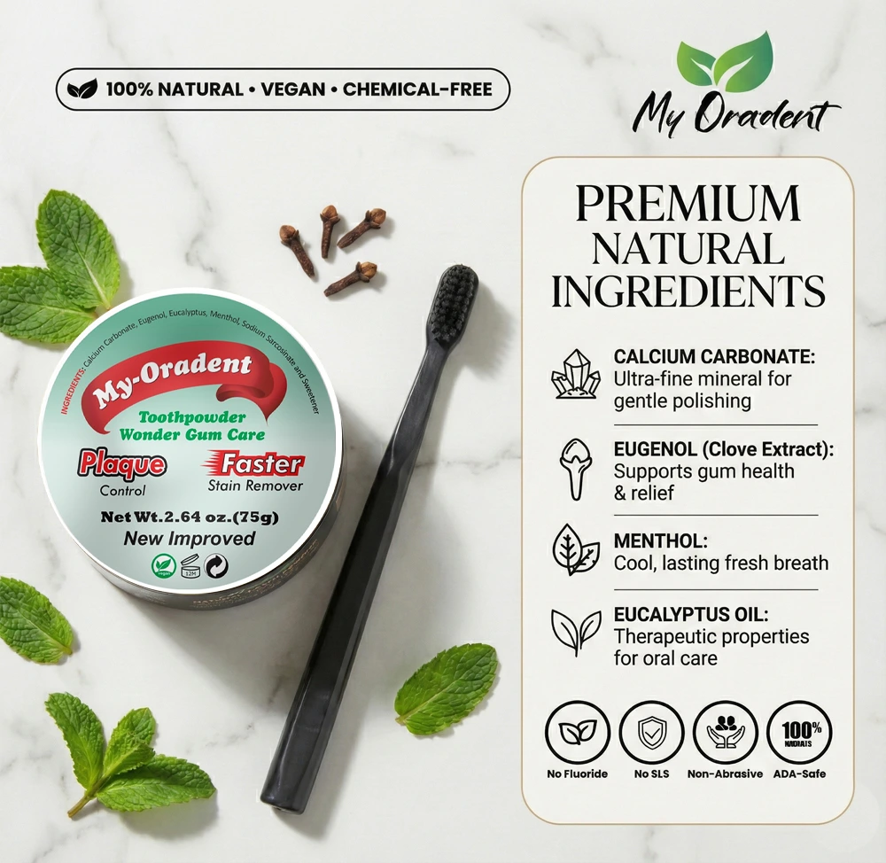 MyOradent Natural Tooth Powder – Whitening & Gum Support (Mint & Clove) - Image 2