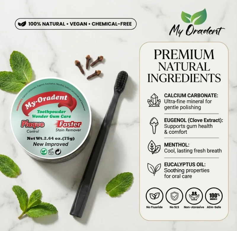 MyOradent Natural Tooth Powder – Whitening & Gum Support (Mint & Clove) - Image 2